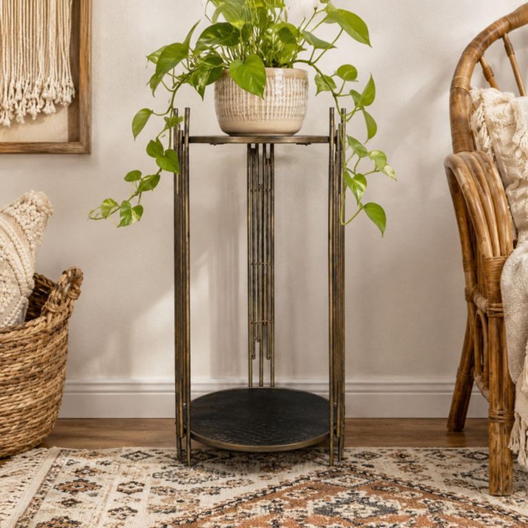 Metal Plant Stand Style Round Side Table