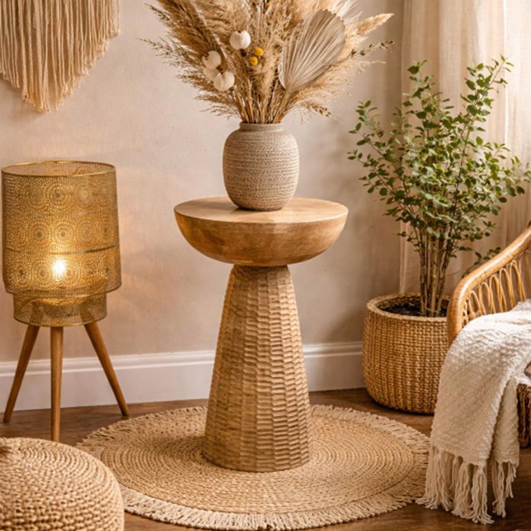 Wooden 8959 Round Side Table