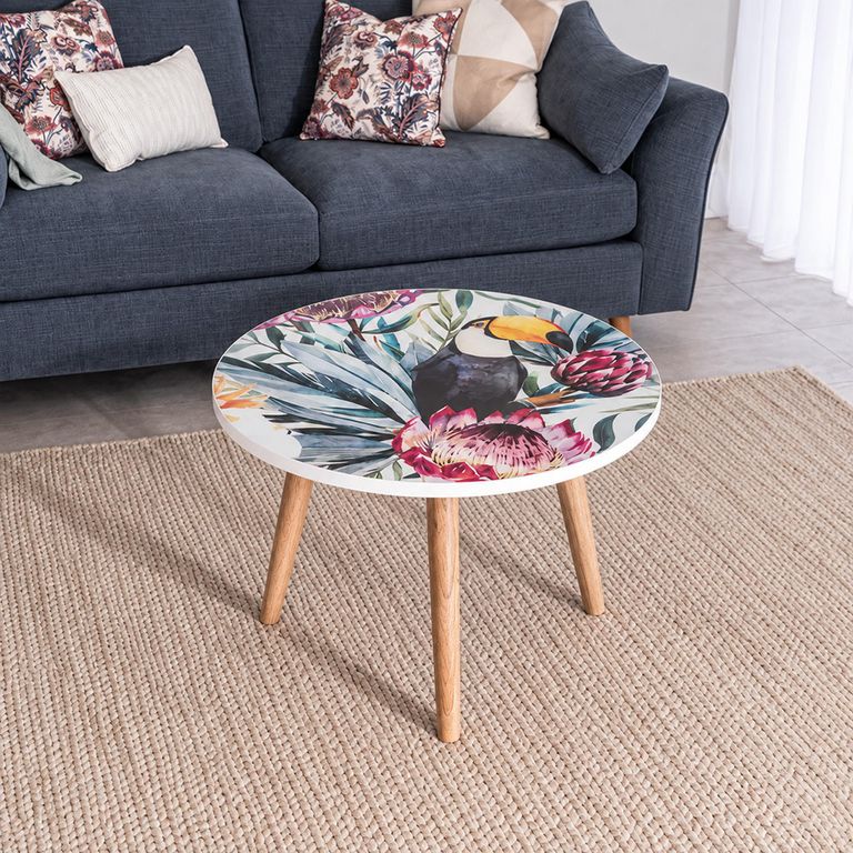 Allentown Bright Tropical Print Medium Round Lamp Table