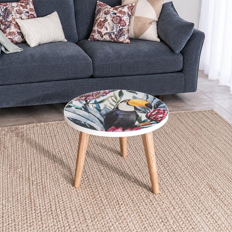 Allentown Bright Tropical Print Small Round Lamp Table