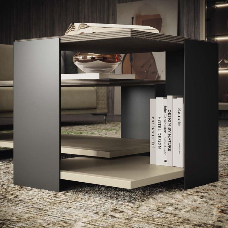 Prestige Italian Square Side Table - Urban Velvet and Rich Tobacco