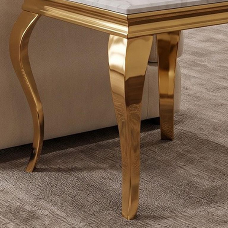 Louis Side Table - Square - Grey Marble & Gold