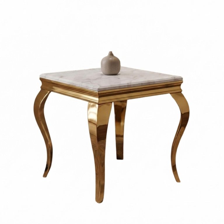 Louis Side Table - Square - Grey Marble & Gold