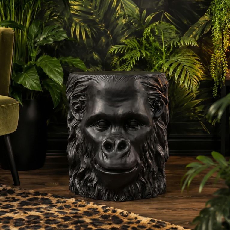 Black Gorilla Resin Metal Side Table