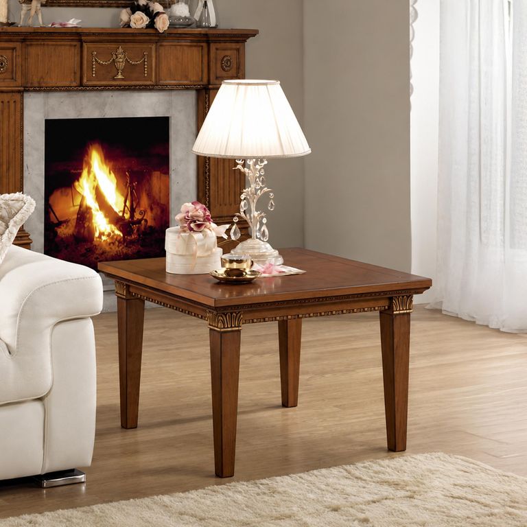 Treviso Italian Square Side Table - Cherry Wood