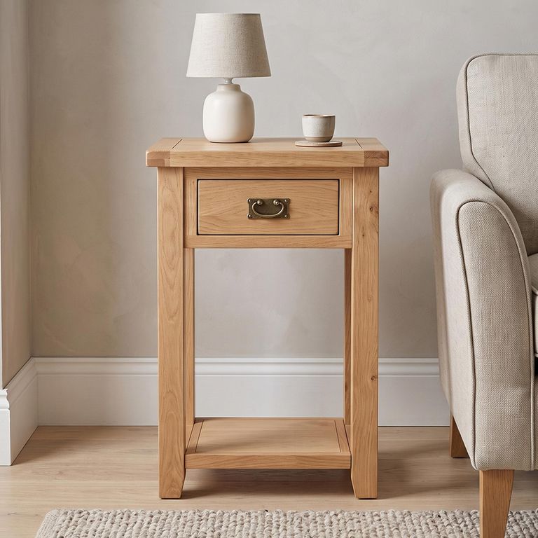 Melbourne Natural Oak 1 Drawer Side Table