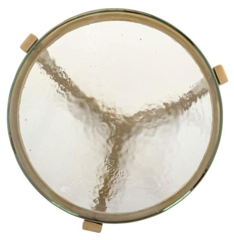 Aubrey Glass and Gold Round Side Table