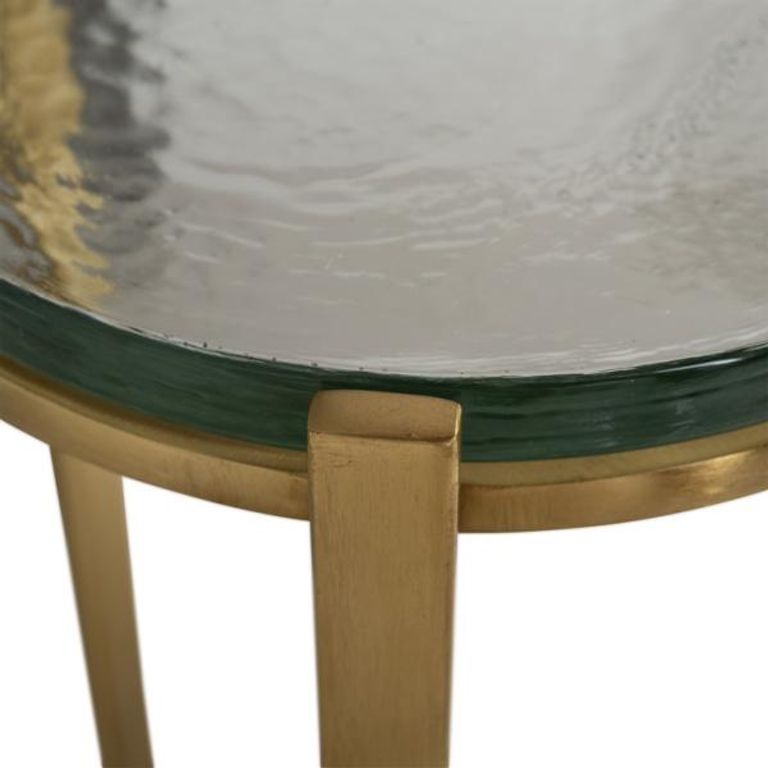 Aubrey Glass and Gold Round Side Table