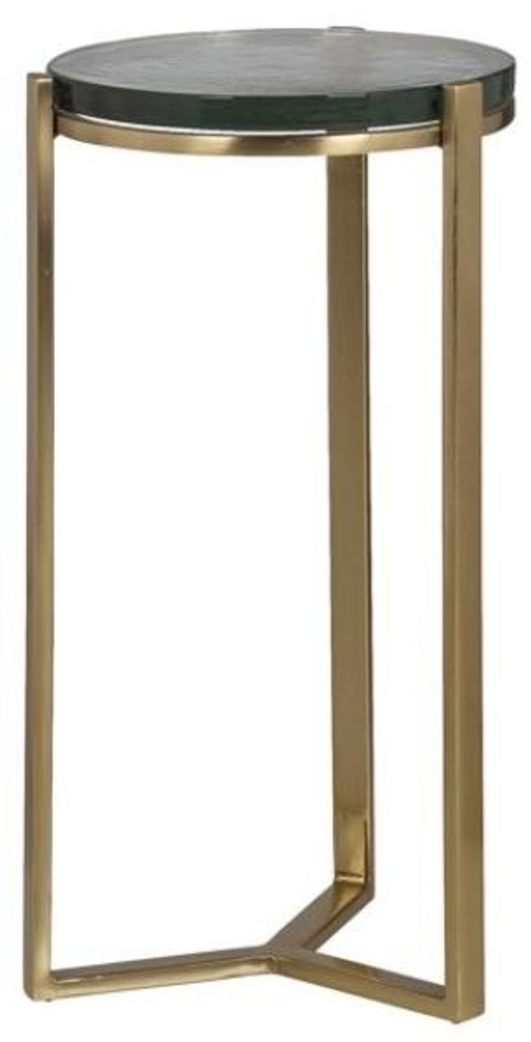 Aubrey Glass and Gold Round Side Table