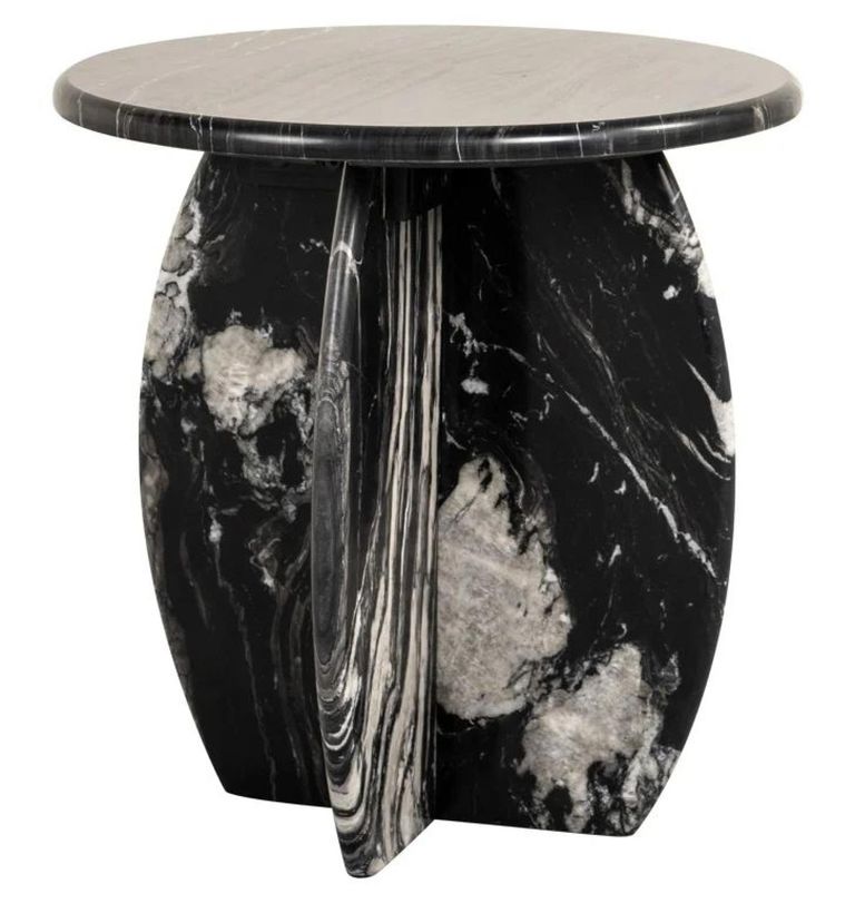 Bancroft Black Marble Round End Table