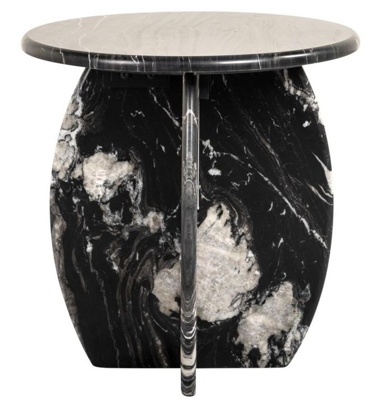 Bancroft Black Marble Round End Table
