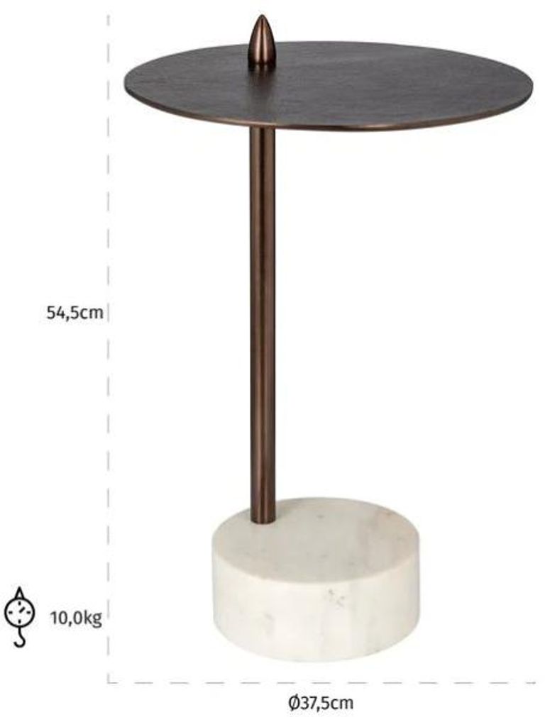 Barron Metal and Marble Base Round Side Table