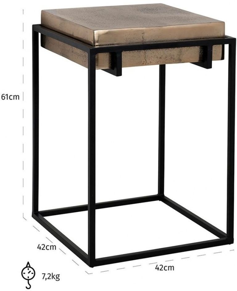 Calloway Champagne Gold Square Side Table