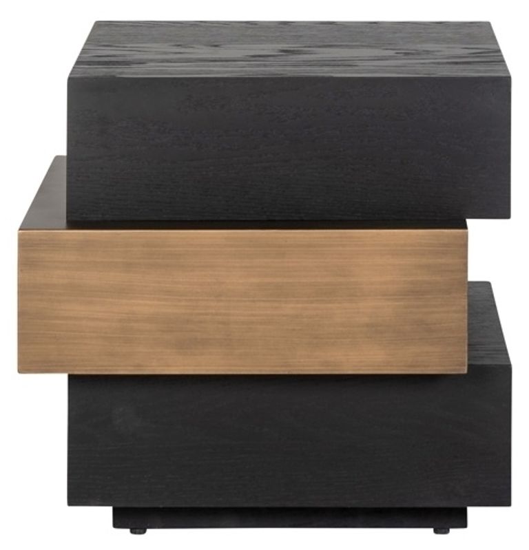 Cambon Dark Oak and Brass Layered Side Table