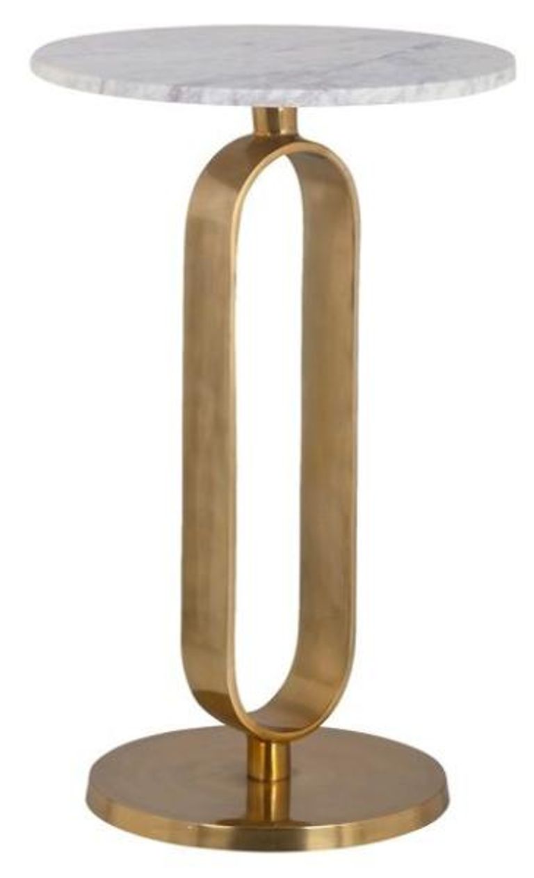 Celine Gold and White Marble Round Side Table