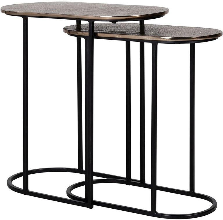 Chandon Set of 2 Champagne Gold Oval Side Tables