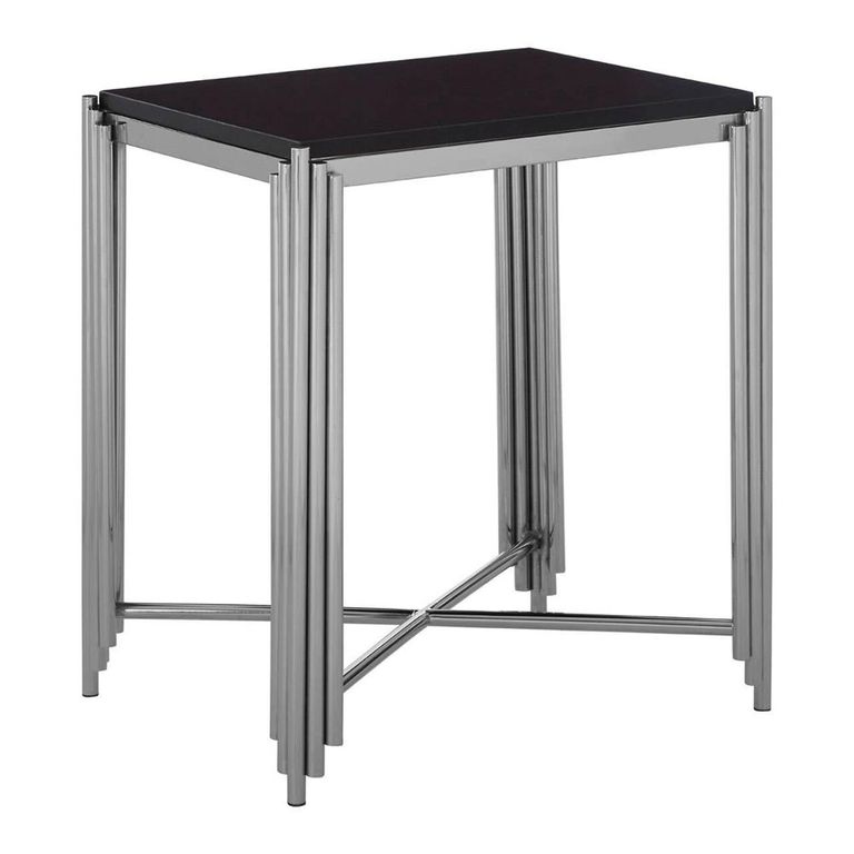 Clarice Side Table - Black Granite with Chrome