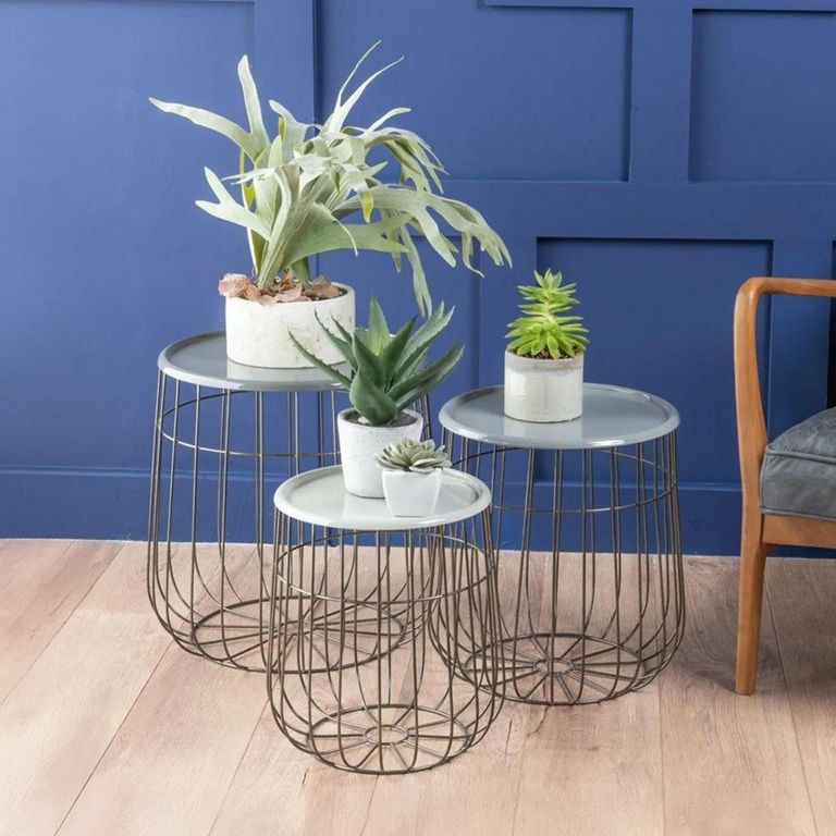 Clearance - Set of 3 Quinn Grey Metal Round Nest of Tables