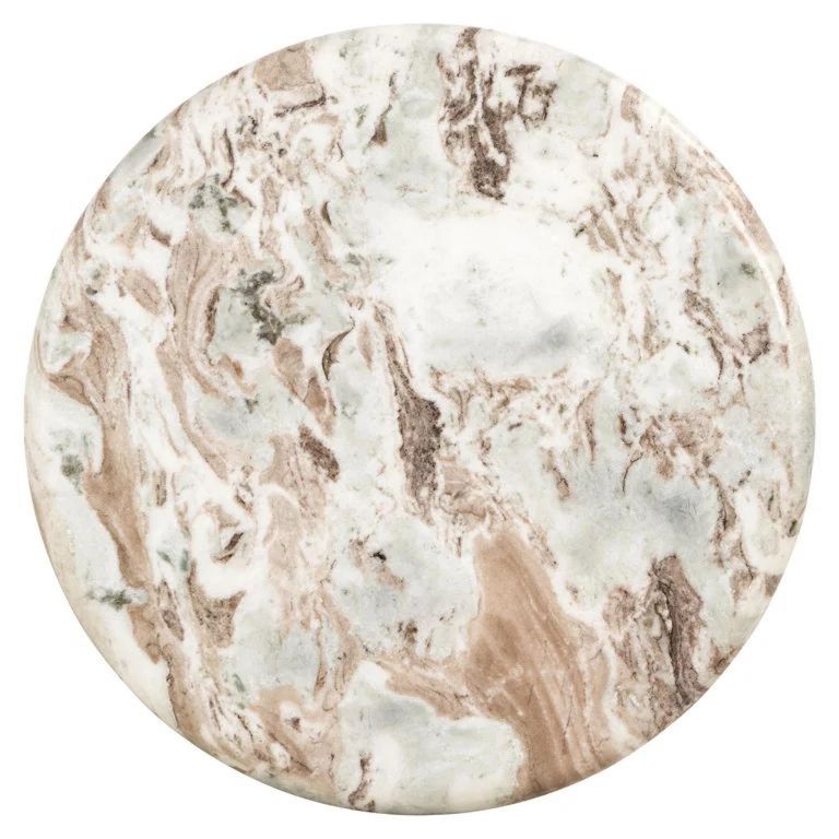 Coronel Beige Marble Round End Table with Fluted Base
