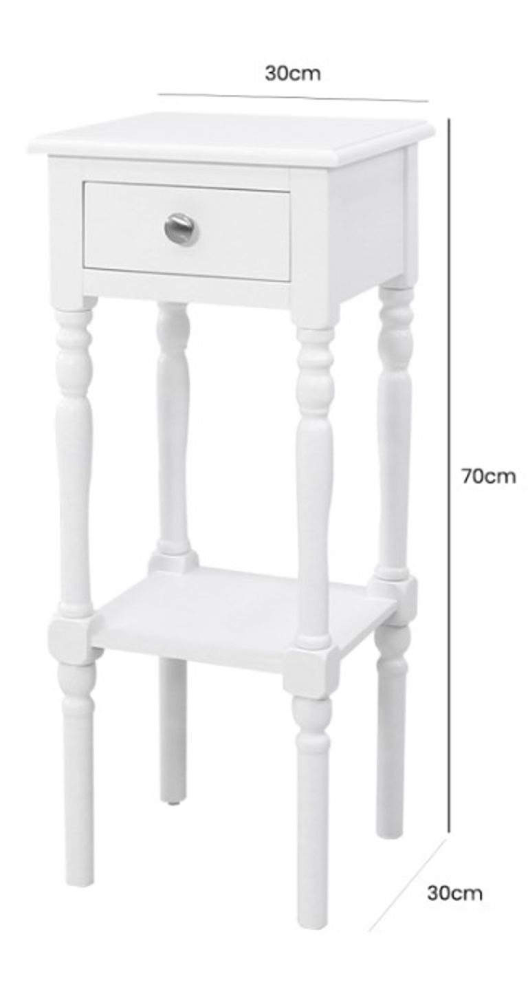 Delta Telephone Table - 1 Drawer - White