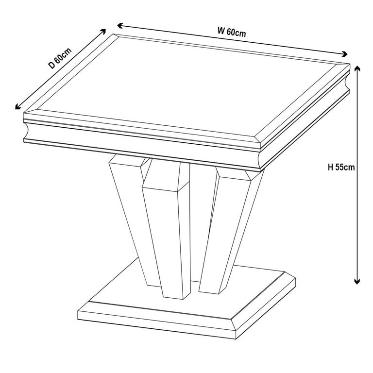 Dolce Lamp Table - Square - Grey Marble & Chrome