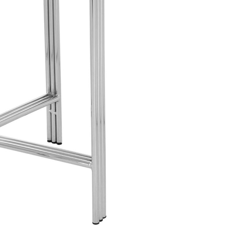 Eva Side Table - Round - White Marble with Silver Metal