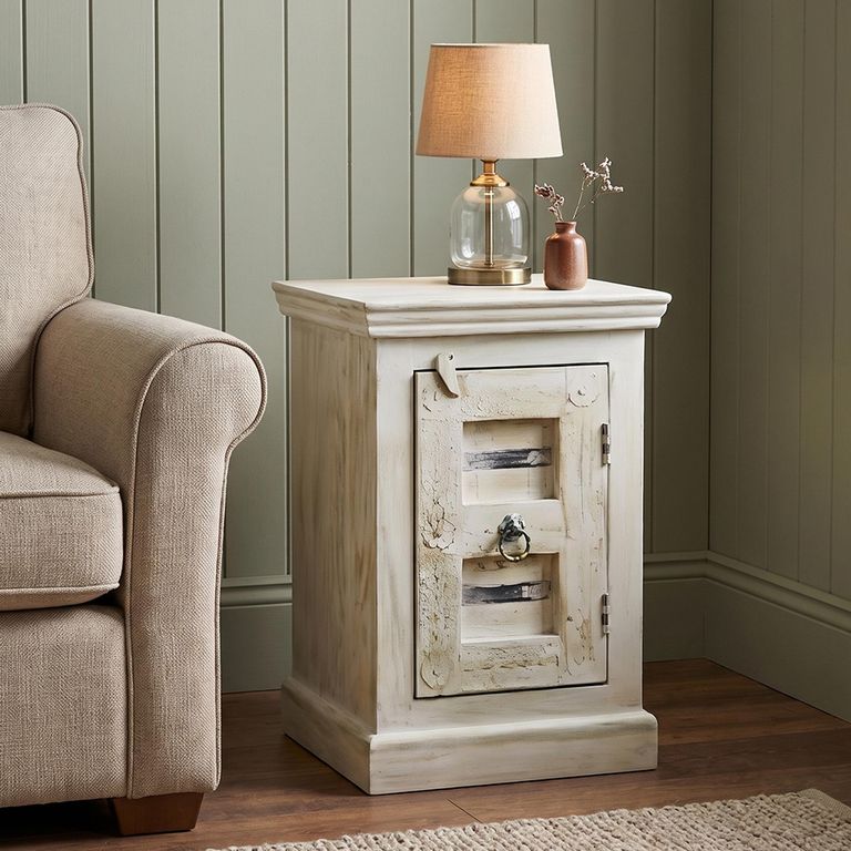 Heritage Side Table - 1 Door - Distressed - Mango Wood