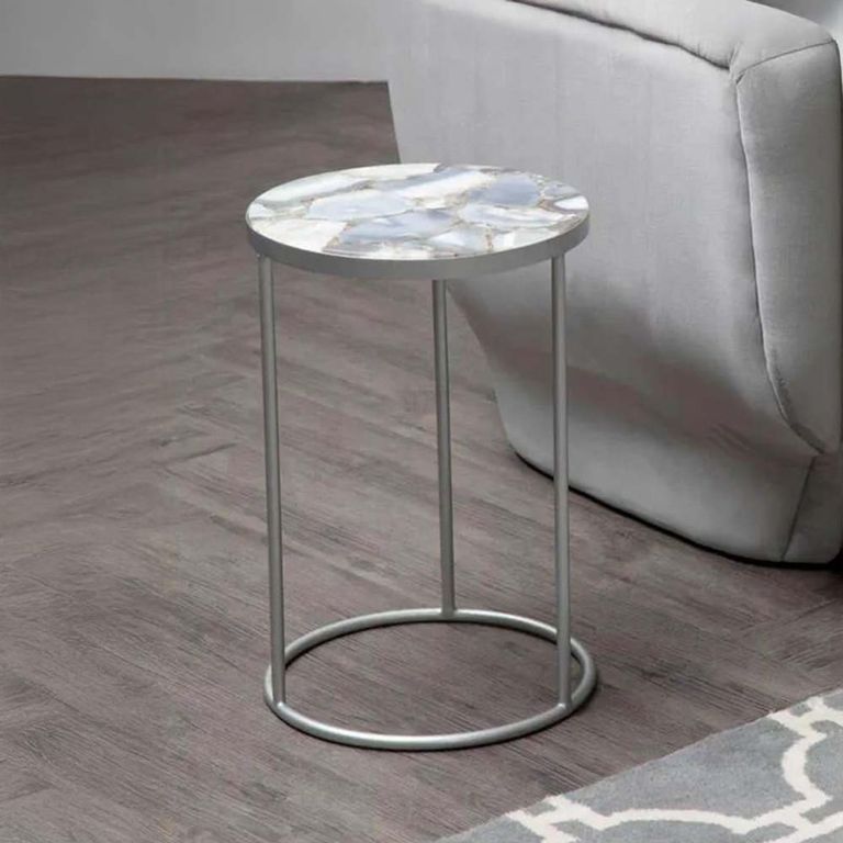 Inventivo Side Table - Blue Marble with Round Agate