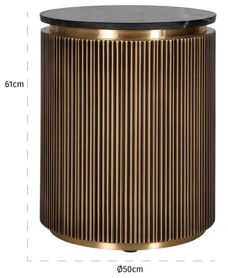 Ironville Brass Ribbed Round Side Table