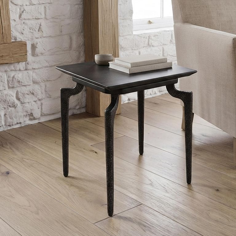 Jake Side Table - Curved Leg - Black - Recycled Wood and Metal