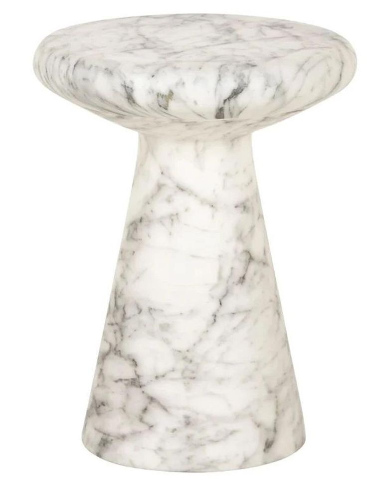 Lohan White Marble Effect Round End Table