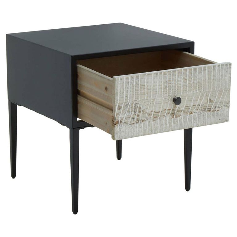 Luxor Side Table - Square - Black and Grey with 1 Drawer