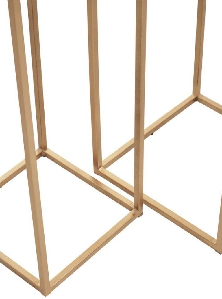 Mandoli Side Table - Set of 2 - White Marble and Gold - Square