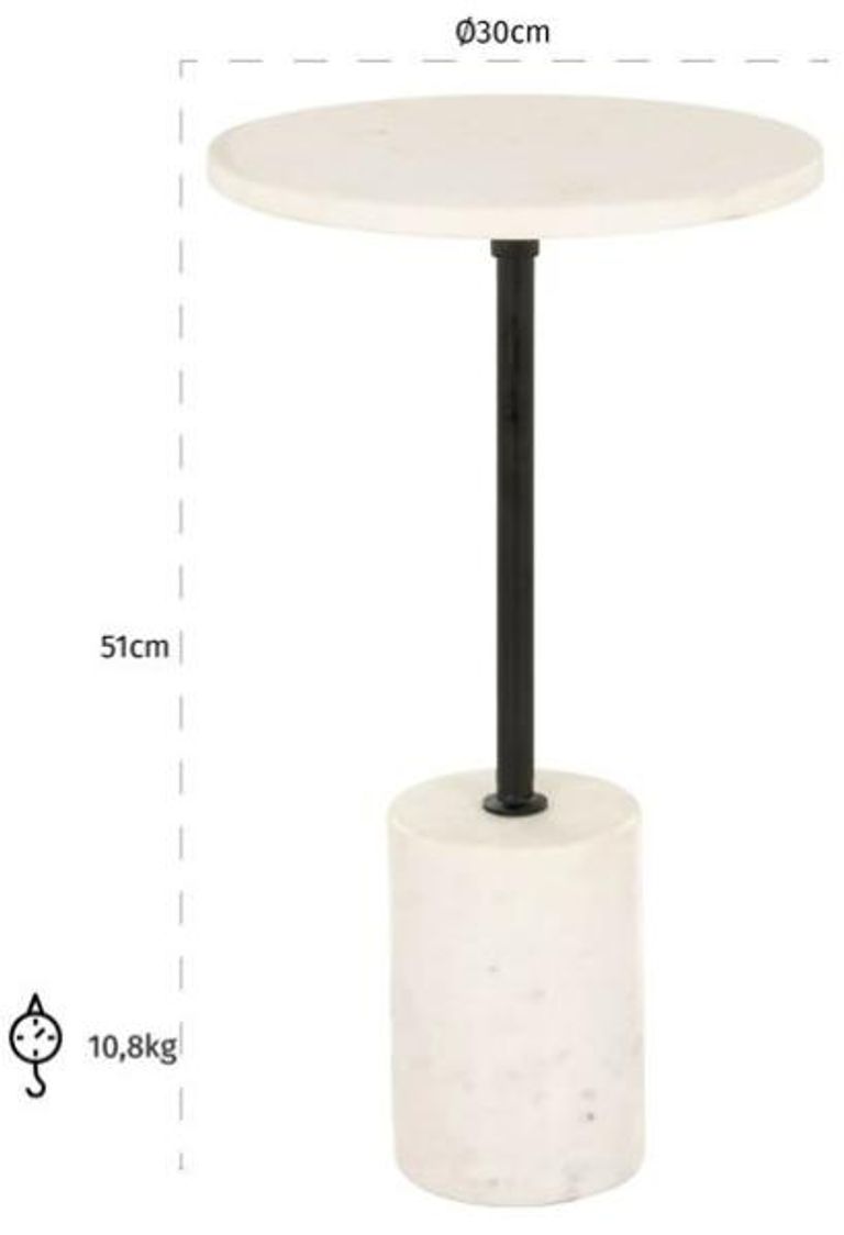 Misty White Marble Round Side Table