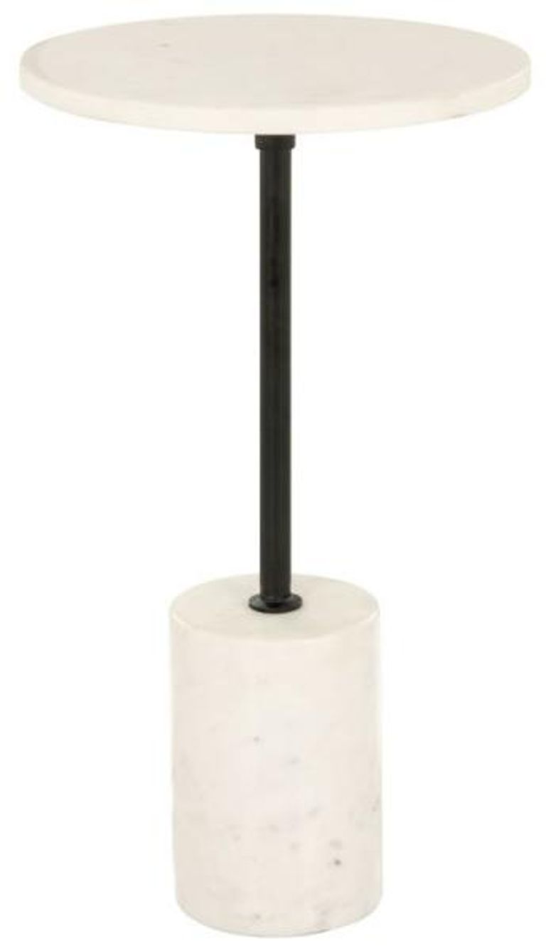 Misty White Marble Round Side Table