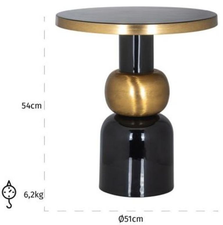 Mose Gold and Black Large Round Side Table