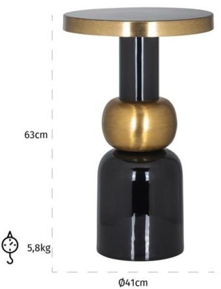 Mose Gold and Black Round Side Table