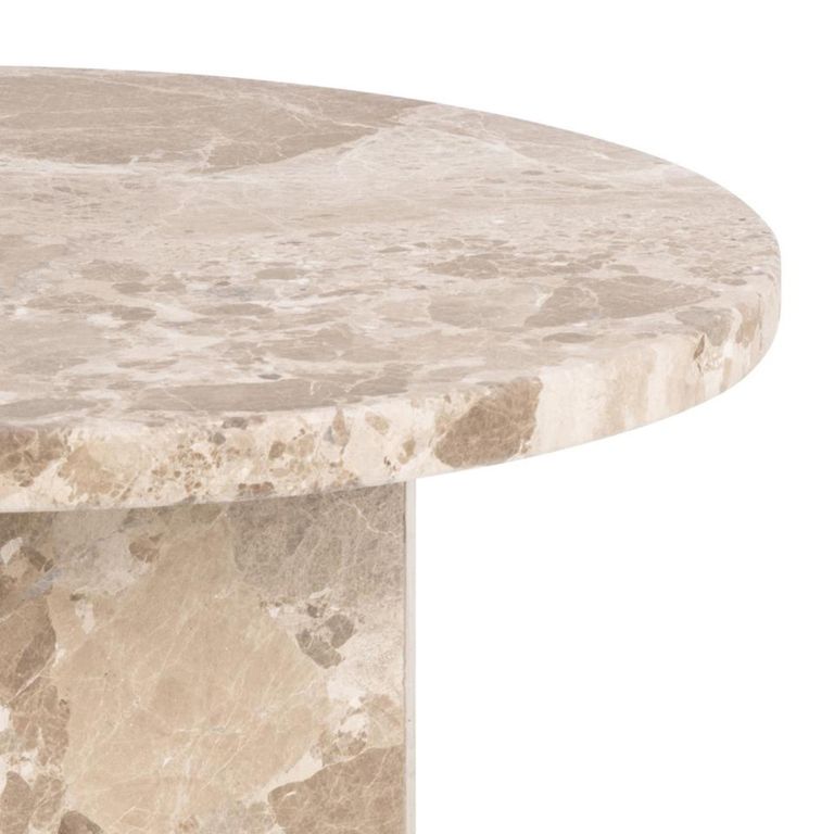 Naxos Side Table - Round - Latte Brown Marble