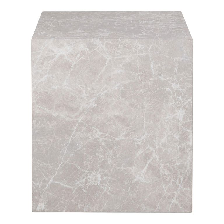Prague Side Table - Square - Beige Marble Effect