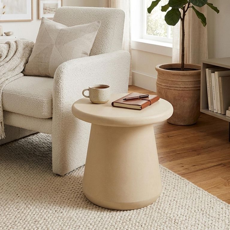 Ram Accent Table - Round - Beige - Plywood
