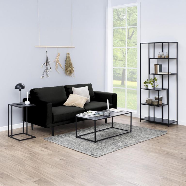 Seaford Side Table - Black Melamine and Metal