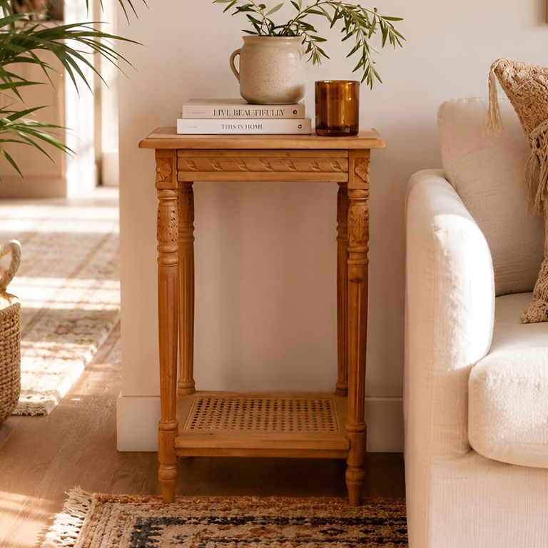 Side Table - 1 Drawer - Teak Wood