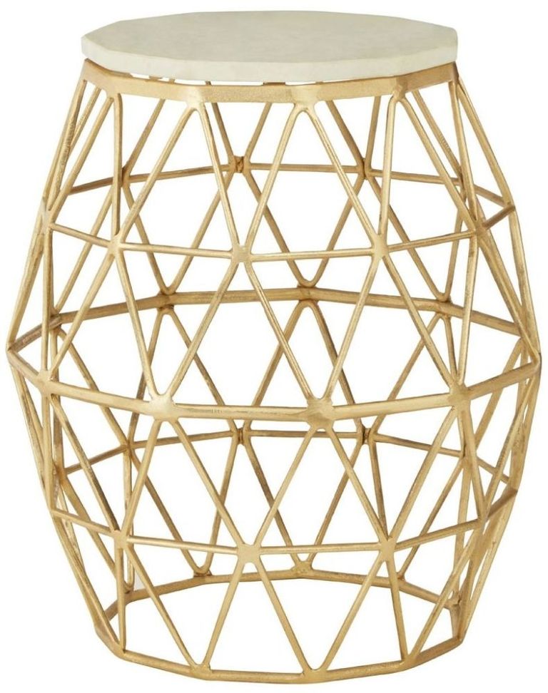 Templar Side Table - Round - Stone and Gold