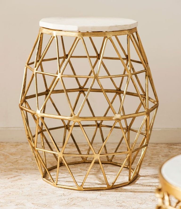 Templar Side Table - Round - Stone and Gold