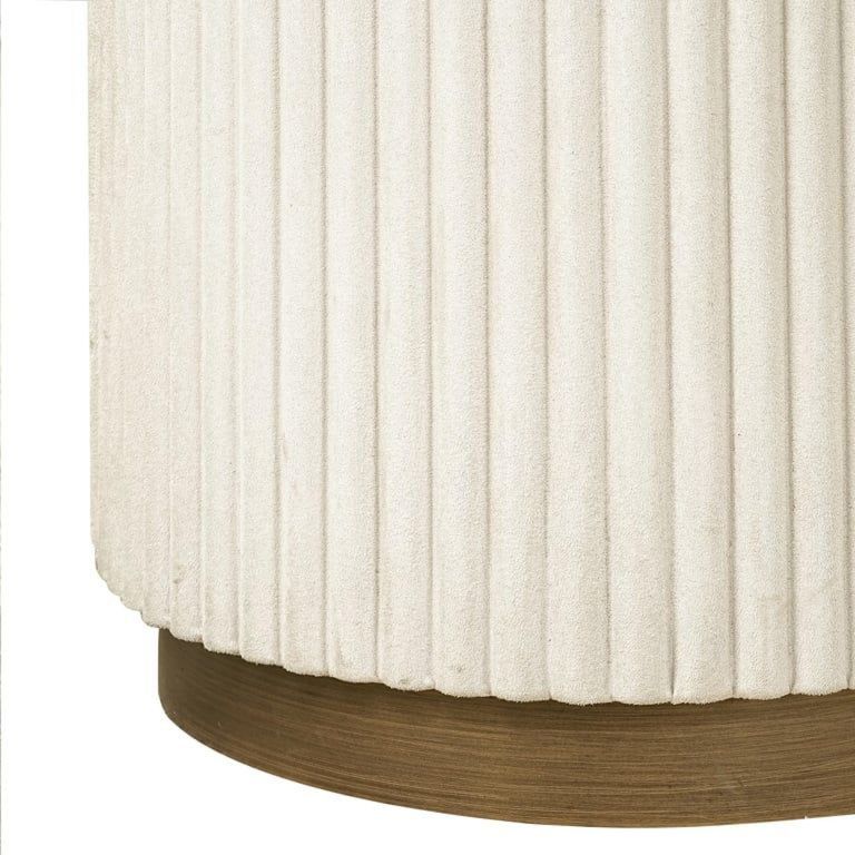 Tivoli White Ribbed Set of 2 Round End Tables with Gold Trim