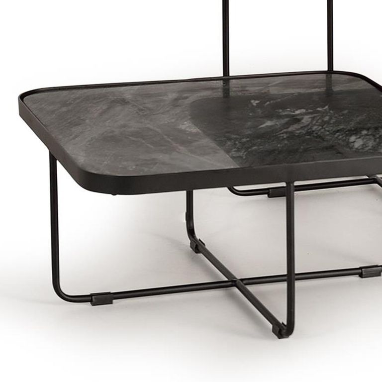 Ukwaheri End Table - Black Marble - Square - Set of 3