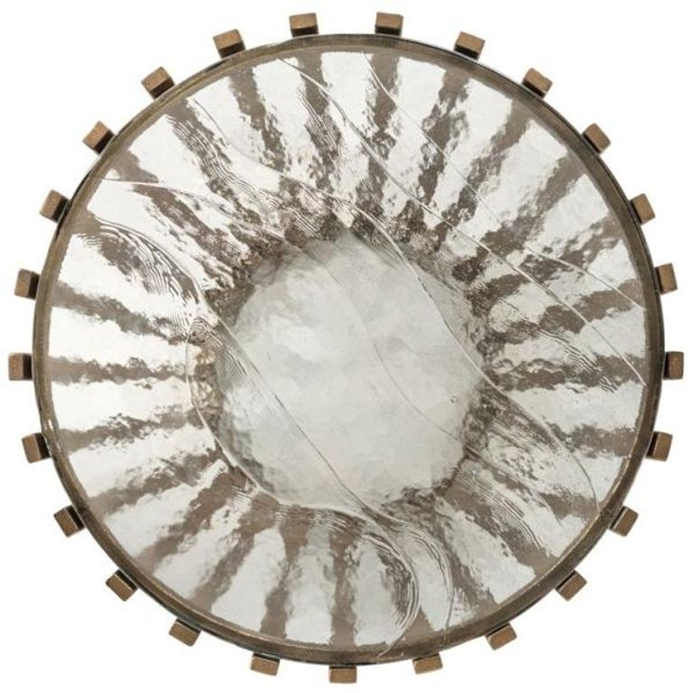 Volante Glass and Gold Round Side Table