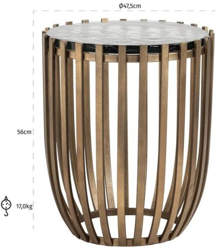 Volante Glass and Gold Round Side Table