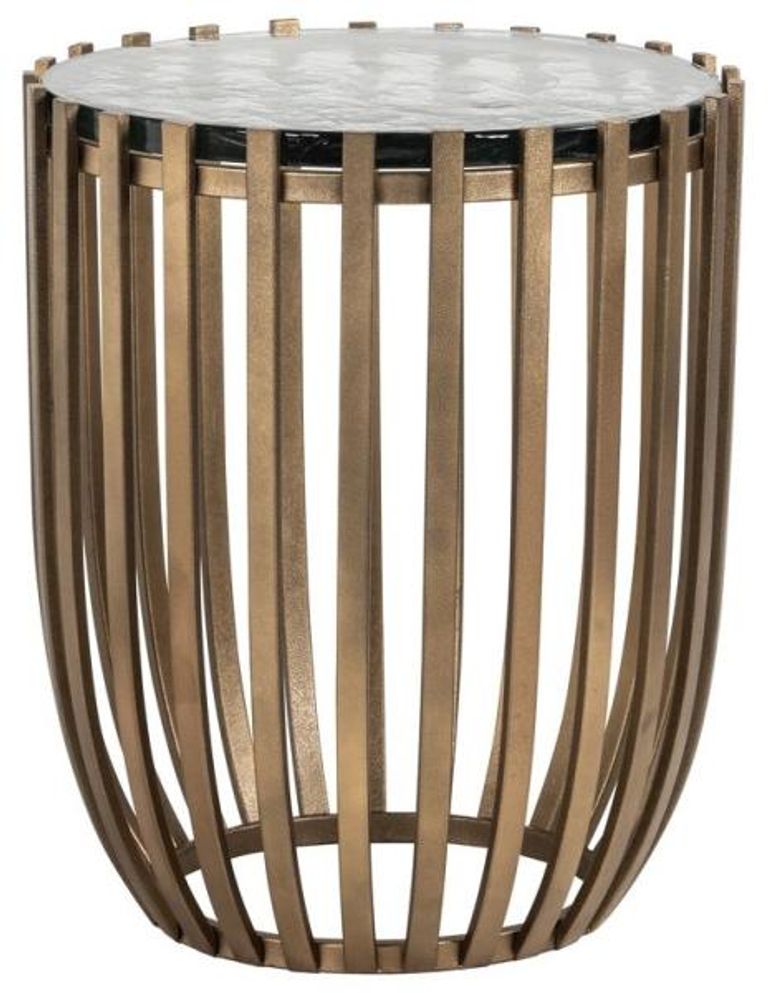Volante Glass and Gold Round Side Table