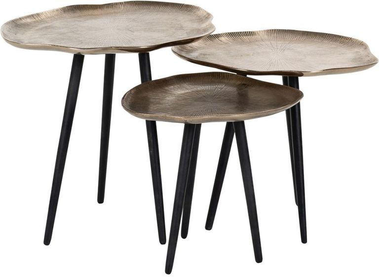Volenta Set of 3 Champagne Gold Side Tables